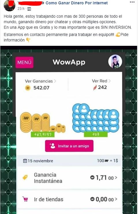 wowapp - 🔎 Publicaciones en las redes - ¿Scam?