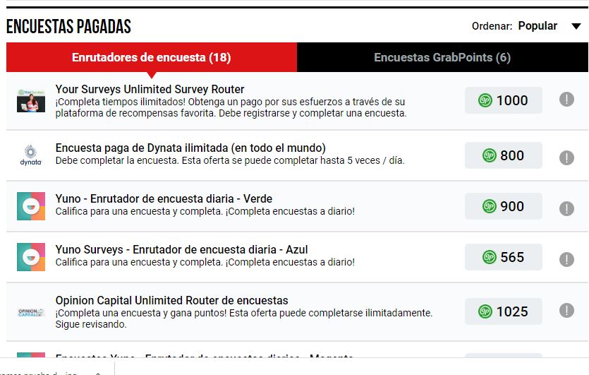 grabpoints encuestas - 🎯 GrabPoints - Puntos por dinero