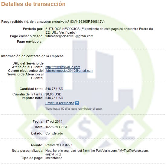 paidverts prueba de pago1 - Paidverts - Como funciona