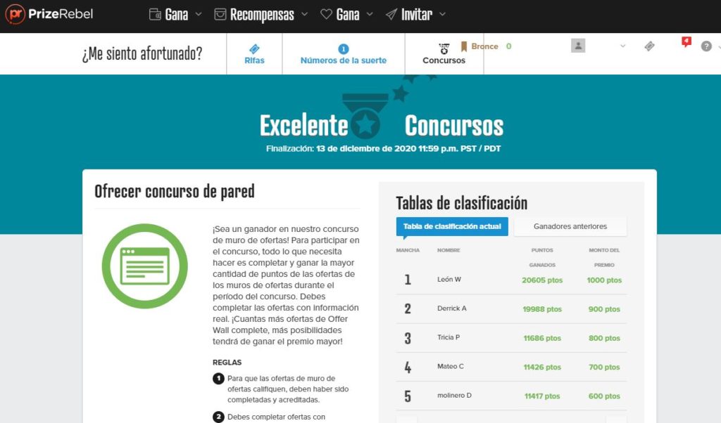 prizerebel concursos 1024x602 - 📝 PrizeRebel - Plataforma de encuestas y tareas