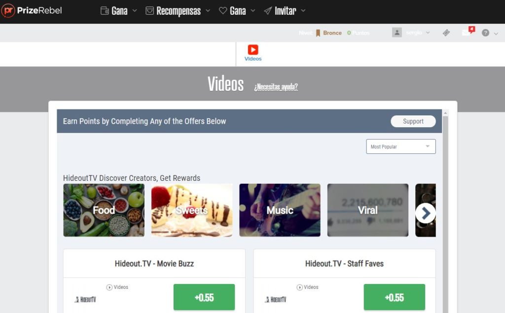 prizerebel videos 1024x635 - 📝 PrizeRebel - Plataforma de encuestas y tareas