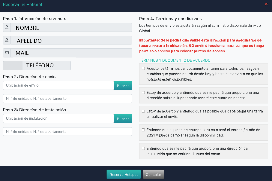 Formulario Direccion HotSpot - 📡 IHUB GLOBAL ¿Regala Hot Spot para MINAR CRIPTOMONEDA HNT?  ¿GRATIS?