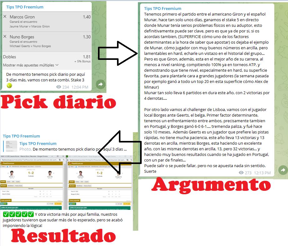 pick y argumento tips tpo - Los mejores tipster de Telegram gratis y de pago de apuestas deportivas