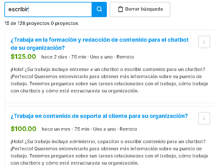 Busqueda palabra clave ESCRIBIR - 📚 Respondent io - ¿Ganar $100 por cada entrevista que respondas?