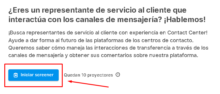 Ej Iniciar Screener - 📚 Respondent io - ¿Ganar $100 por cada entrevista que respondas?