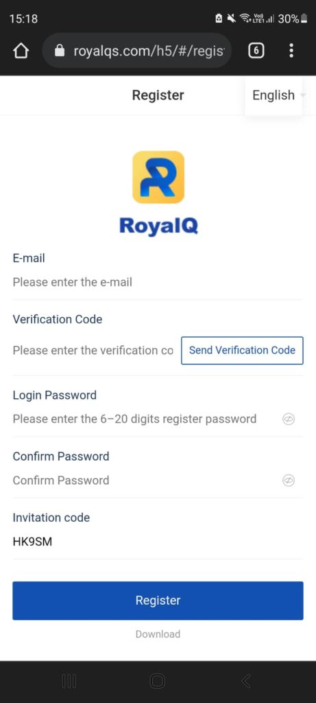 royalq registro1 461x1024 - 🤖 Experiencia personal en el bot Royal Q de trading en 2022