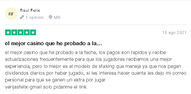 Comentario Positivo 2 - 🦊 ¿BETFURY CÓMO FUNCIONA? Casino de Criptomonedas Gratis ¿Es SCAM?