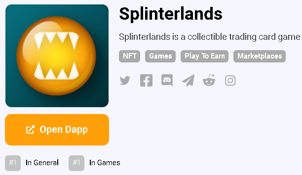DappRadar Splinterlands - 3 Mejores Juegos NFTs Gratuitos en el 2022 -  Cuánto se Puede Ganar