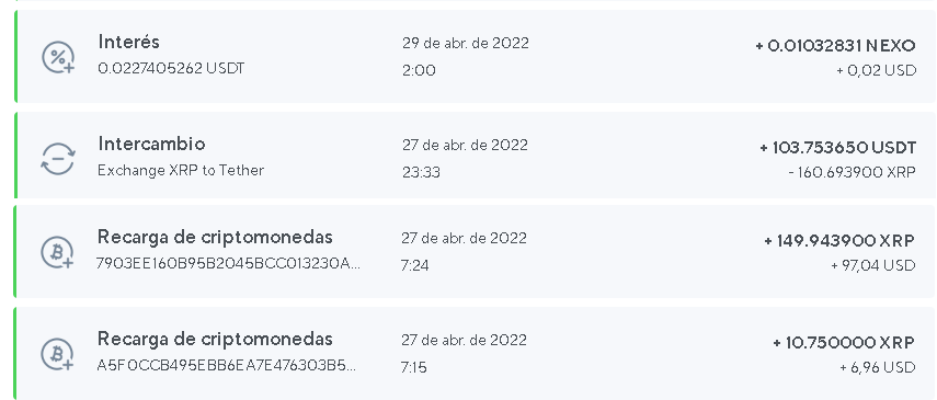 Comprobante deposito en Nexo - 3 Exchanges de Criptomonedas para ganar con Reintegros