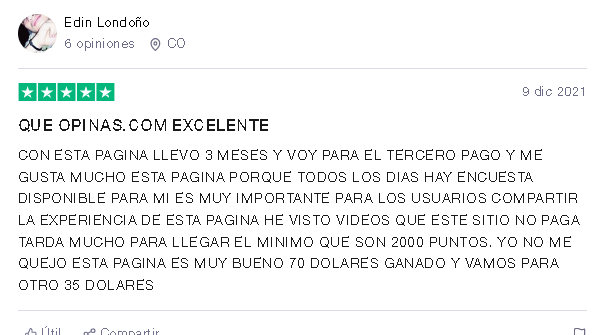 TrustPilotPositivo2 - 📁QueOpinas.com ▶ ¿Es LEGITIMO o es SCAM? |QUE OPINAS ENCUESTAS|