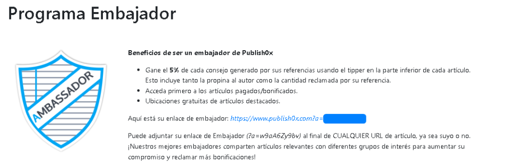 ProgramaEmbajador1 1024x333 - 📝PUBLISHOX ▶2023◀ |Ganar CRIPTOMONEDAS GRATIS Leyendo| ¿Es SCAM?