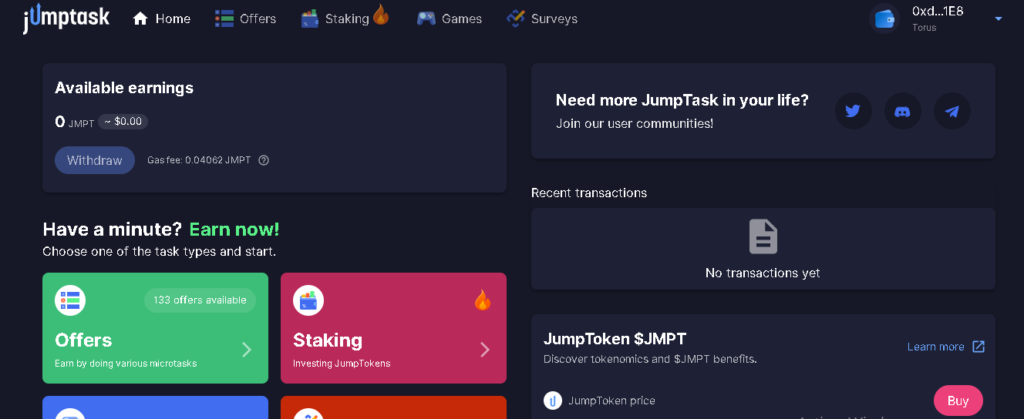 Dashboard 1024x419 - 🌌JumpTask: La Plataforma de Mini Tareas de HoneyGain