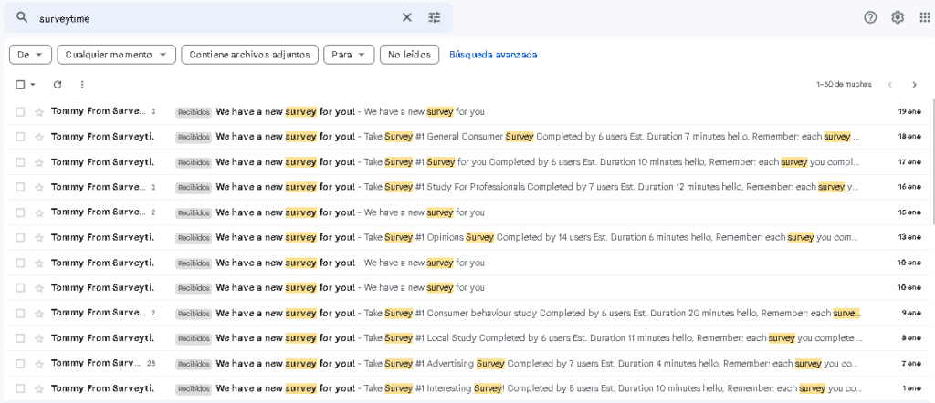 SurveyTime Correos Enero2023 1024x442 - 📊 Surveytime: ¿Es legitimo o no? - Experiencia Propia y de Usuarios