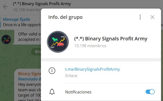 Binary Signals Profit Army. - Listado de CANALES EN TELEGRAM de INVERSIÓN ESTAFA 2023