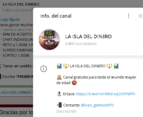 La Isla del Dinero Lgo - Listado Canales en Telegram de Apuestas Deportivas ESTAFA