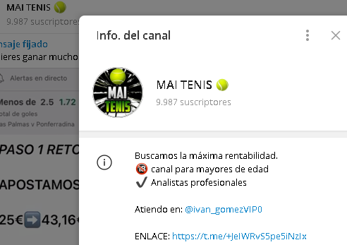 Mai Tenis Logo - Listado Canales en Telegram de Apuestas Deportivas ESTAFA