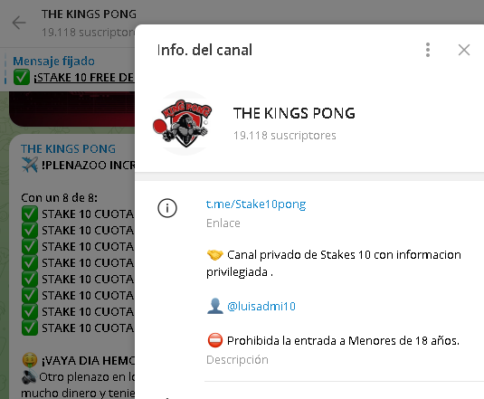 TheKingsPong - Listado Canales en Telegram de Apuestas Deportivas ESTAFA