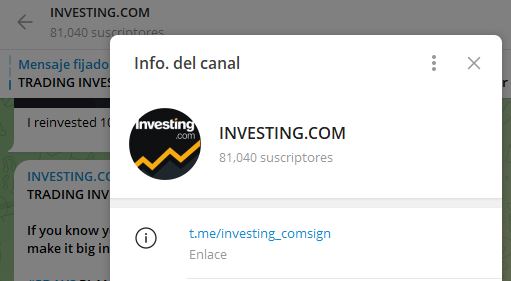 investing com - Listado de CANALES EN TELEGRAM de INVERSIÓN ESTAFA 2023