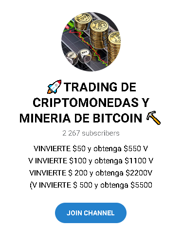 TRADING DE CRIPTOMONEDAS Y MINERIA DE BITCOIN ⛏️ LOGO - Listado de canales de Telegram Minería ESTAFA