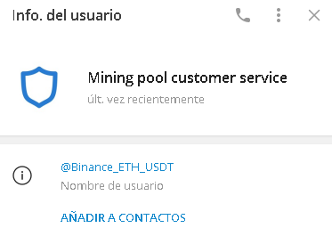 Binance ETH USDT Administrador - Listado de canales de Telegram Minería ESTAFA