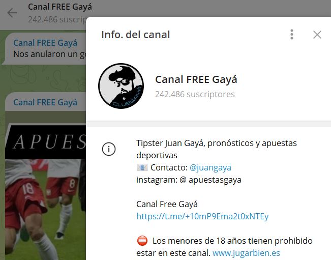 Canal free Gaya - Listado Canales en Telegram de Apuestas Deportivas ESTAFA