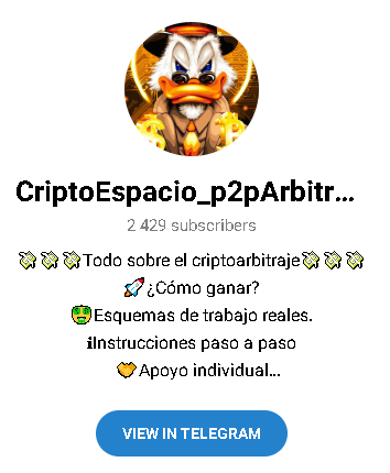 CriptoEspacio p2pArbitraje - Listado de canales de Telegram de Criptomonedas ESTAFA