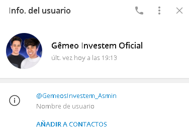 Gemeos Investem Oficial Administrador - Listado de canales de Telegram Minería ESTAFA