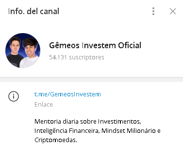 Gemeos Investem Oficial Logo - Listado de canales de Telegram Minería ESTAFA