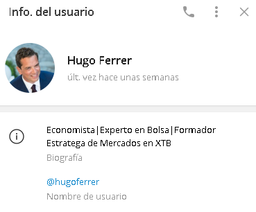 Hugo Ferrer Usuario - Listado Canales en Telegram de Trading ESTAFAS