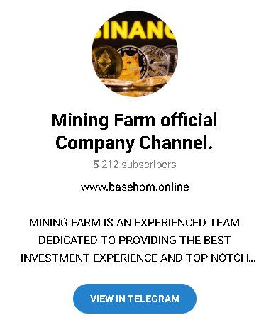 Mining Farm Official Company Channel - Listado de canales de Telegram Minería ESTAFA