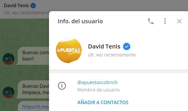 david tenis - Listado Canales en Telegram de Apuestas Deportivas ESTAFA