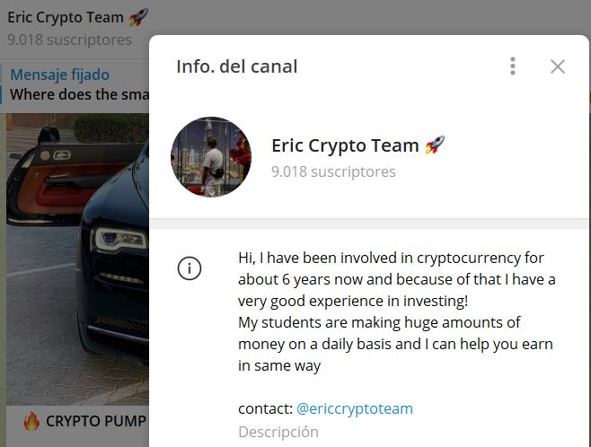 Eric Crypto Team - Listado de CANALES EN TELEGRAM de INVERSIÓN ESTAFA 2023