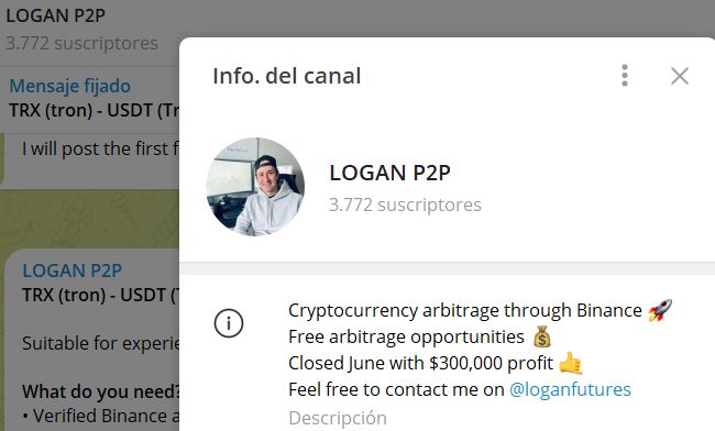 LOGAN P2P - Listado de canales de Telegram de Criptomonedas ESTAFA