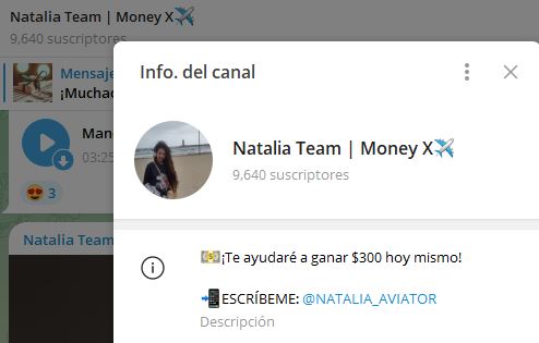 Natalia Team Money - Listado de Canales en Telegram sobre Algoritmos de Casino online ESTAFA