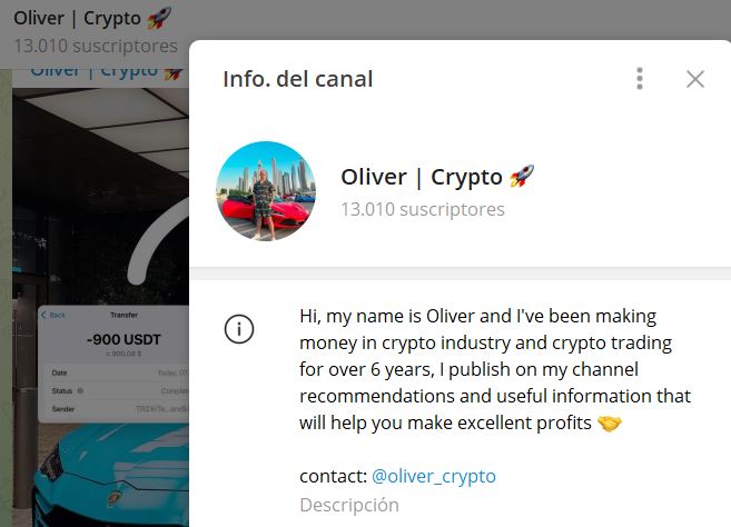Oliver Crypto - Listado Canales  en Telegram de Pump and Dump ESTAFA