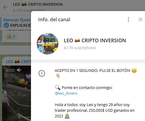 leo cripto inversion - Listado de CANALES EN TELEGRAM de INVERSIÓN ESTAFA 2023