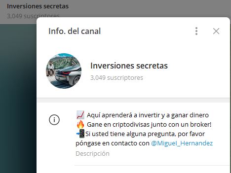 Inversiones secretas 1 - Listado de CANALES EN TELEGRAM de INVERSIÓN ESTAFA 2023