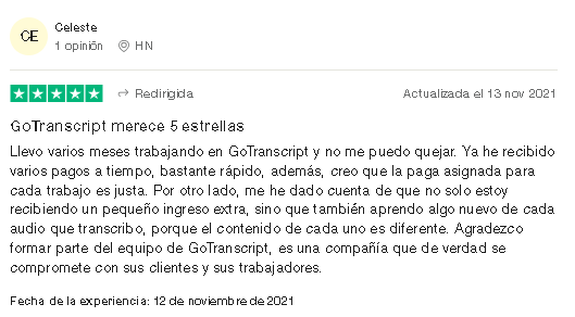 Positivo 1 - ✔ GOTRANSCRIPT !【PAGINA PARA GANAR DINERO TRANSCRIBIENDO】▶ (EN ESPAÑOL)