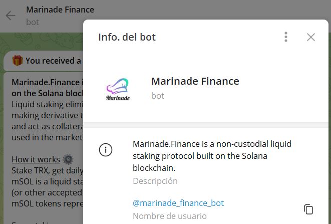 marinade finance bot - Listado de BOTS en Telegram que son ESTAFA