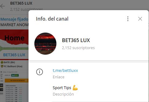 BET365 LUX - Listado Canales en Telegram de Apuestas Deportivas ESTAFA