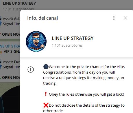 line up strategy - Listado Canales en Telegram de Trading ESTAFAS