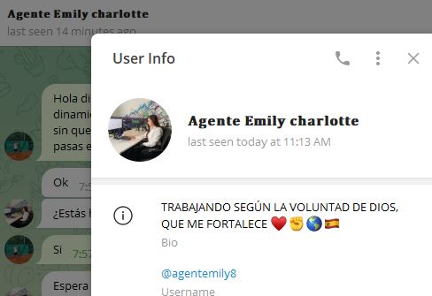 Agente Emily Charlotte - Listado de CANALES EN TELEGRAM de INVERSIÓN ESTAFA 2023