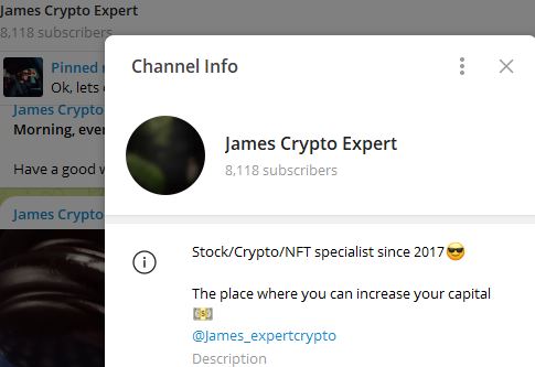James Crypto Expert - Listado Canales en Telegram de Trading ESTAFAS