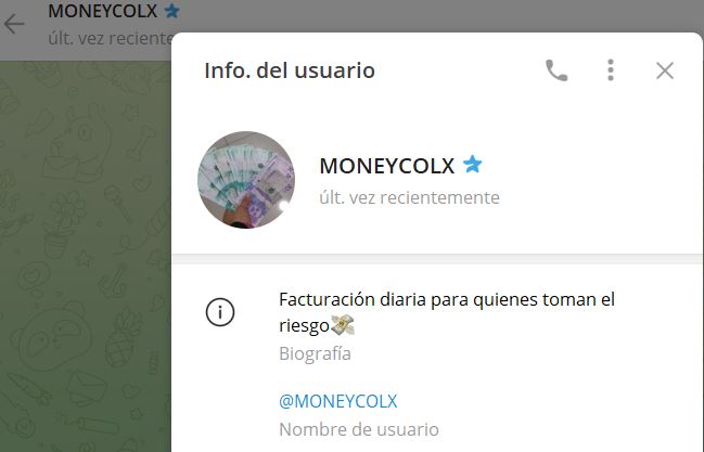 MONEYCOLX - Listado de canales de Telegram de Ganar Dinero ESTAFA