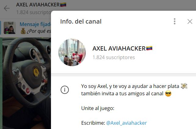 AXEL AVIAHACKER - Listado de Canales en Telegram sobre Algoritmos de Casino online ESTAFA