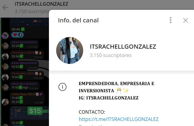 ITSRACHELGONZALEZ CANAL - Listado Canales en Telegram de Trading ESTAFAS