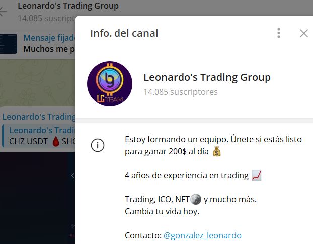 Leonardos trading group - Listado Canales en Telegram de Trading ESTAFAS