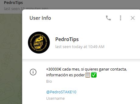 PEDROTIPS - Listado Canales en Telegram de Apuestas Deportivas ESTAFA