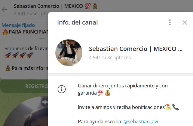 Sebastian Comercio MEXICO - Listado de Canales en Telegram sobre Algoritmos de Casino online ESTAFA