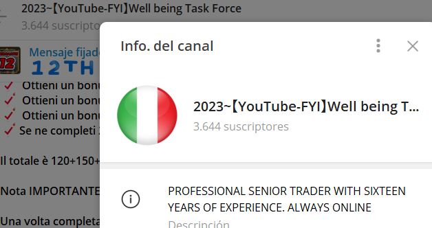 2023【YouTube FYI】Well being Task Force - Listado de canales de Telegram de Ganar Dinero ESTAFA